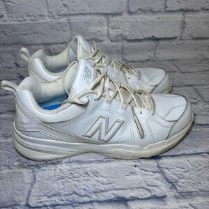 New Balance, 608 v5 Training Shoe MX608AW5 White LEATHER Size 13 D Grandpa Shoes